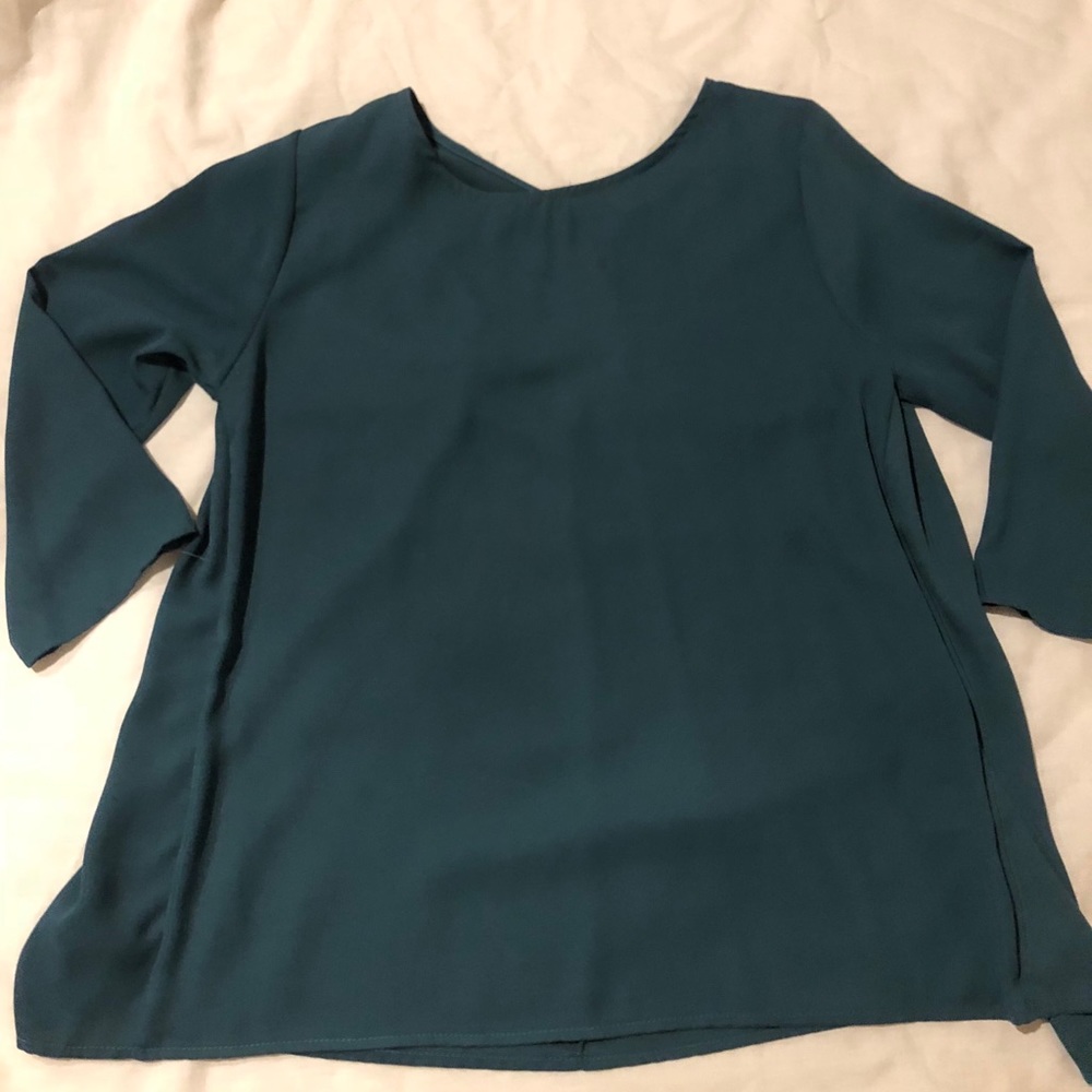 Teal Blouse with Keyhole back detail